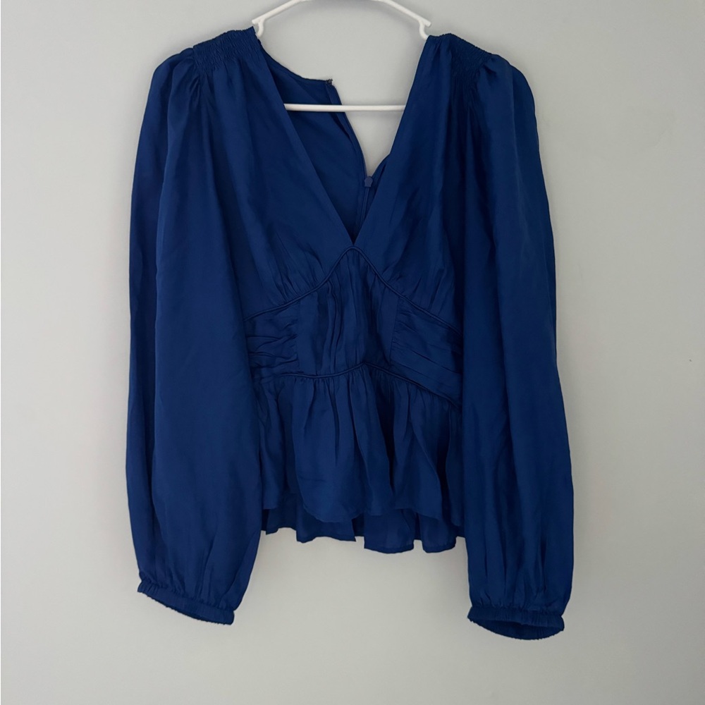 Sea New York Royal Blue V-Neck Long Sleeve Blouse